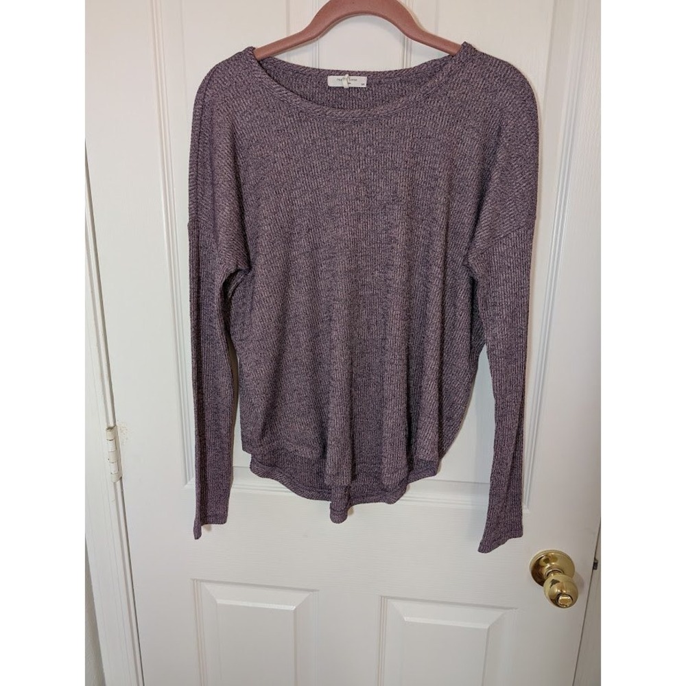 Rag & Bone New York Purple Ribbed Knit Long Sleeve Top Women's S Pullover